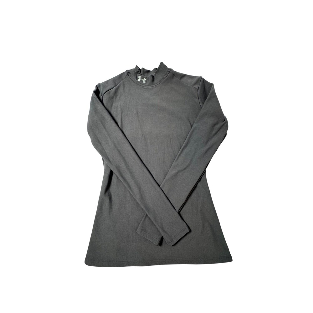 Athletic Under Armour Womens Med ColdGear Compression Mock Neck Shirt Gray NEW